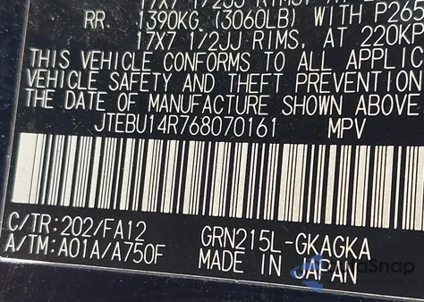 2006 Toyota 4Runner Sr5 V6 z USA, uszkodzony, nr VIN JTEBU14R768070161